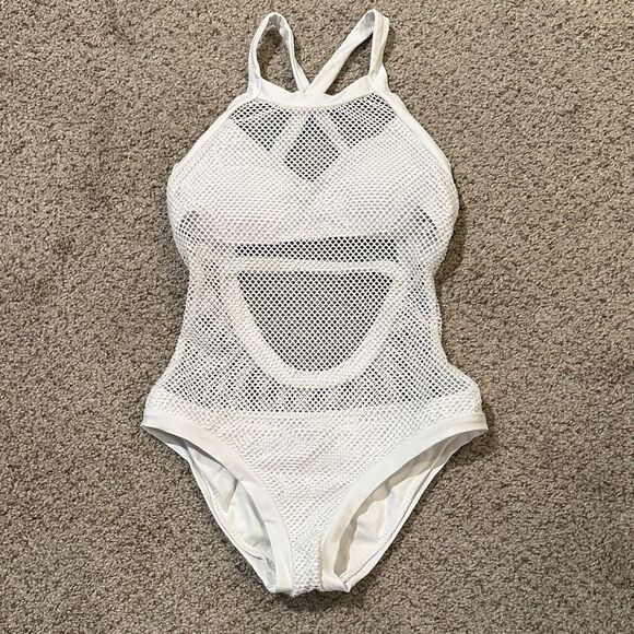 BECCA White Mesh Women's One Piece Bikini Swimsuit - Picture 1 of 4